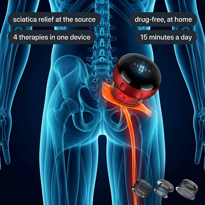 Sciatica relief at the source — 4 therapies in one device, drug-free