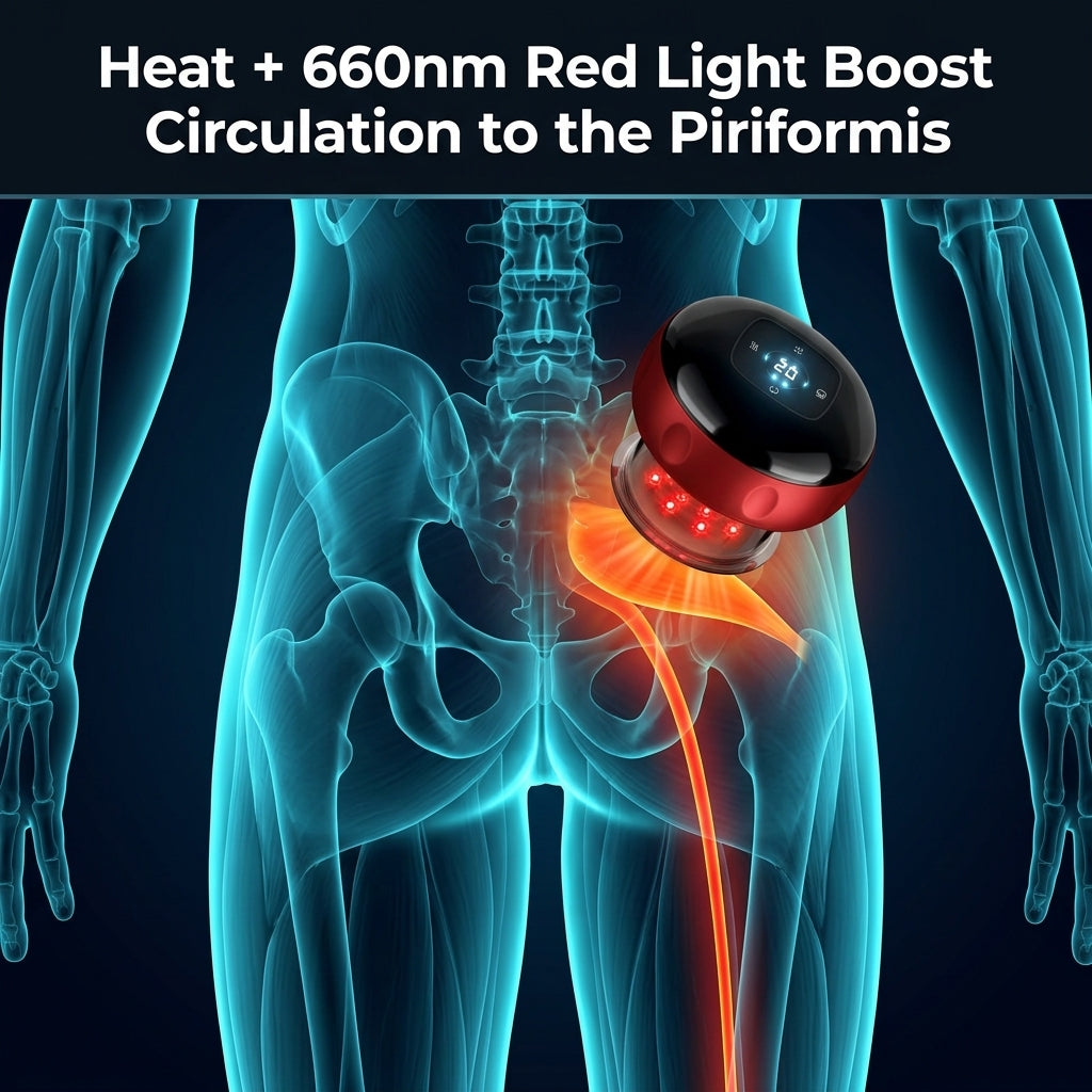 Heat + 660nm red light boost circulation to the piriformis